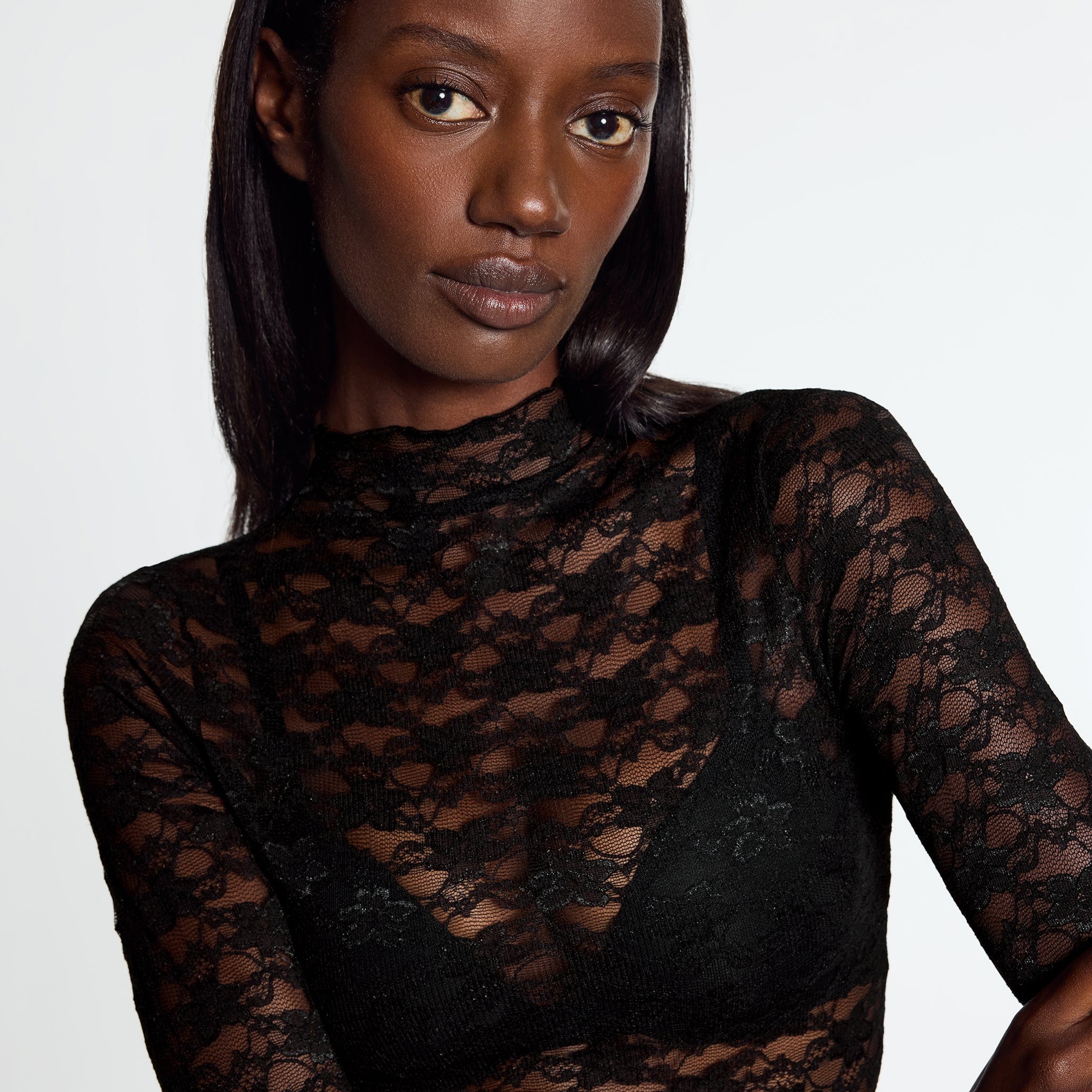 Lace Long Sleeve Top Black - Image 5