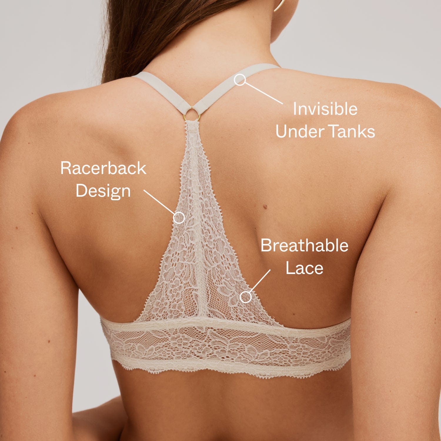 Lace Racerback Lift Up Bra Ecru - Image 3
