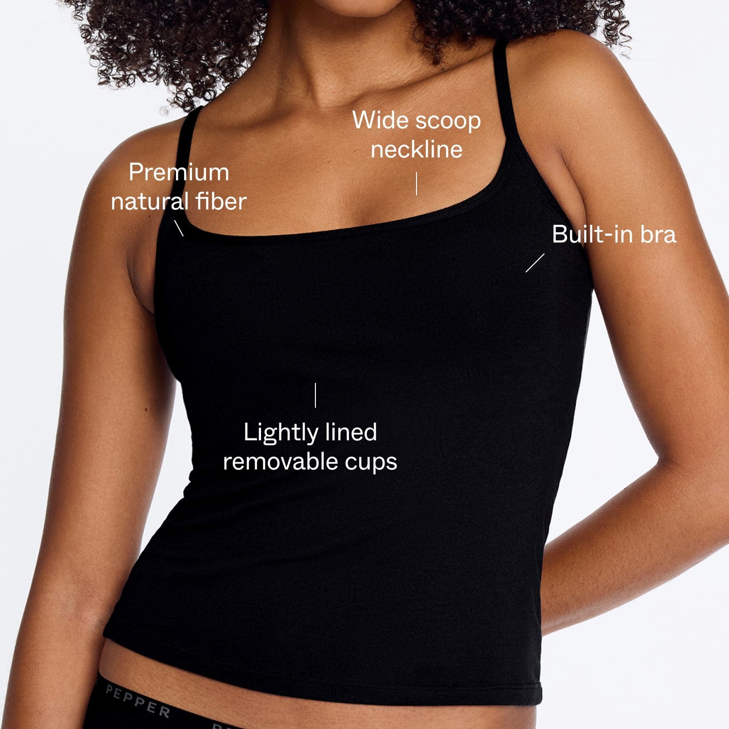 Supima® Cotton Cami Bra Black - Image 3
