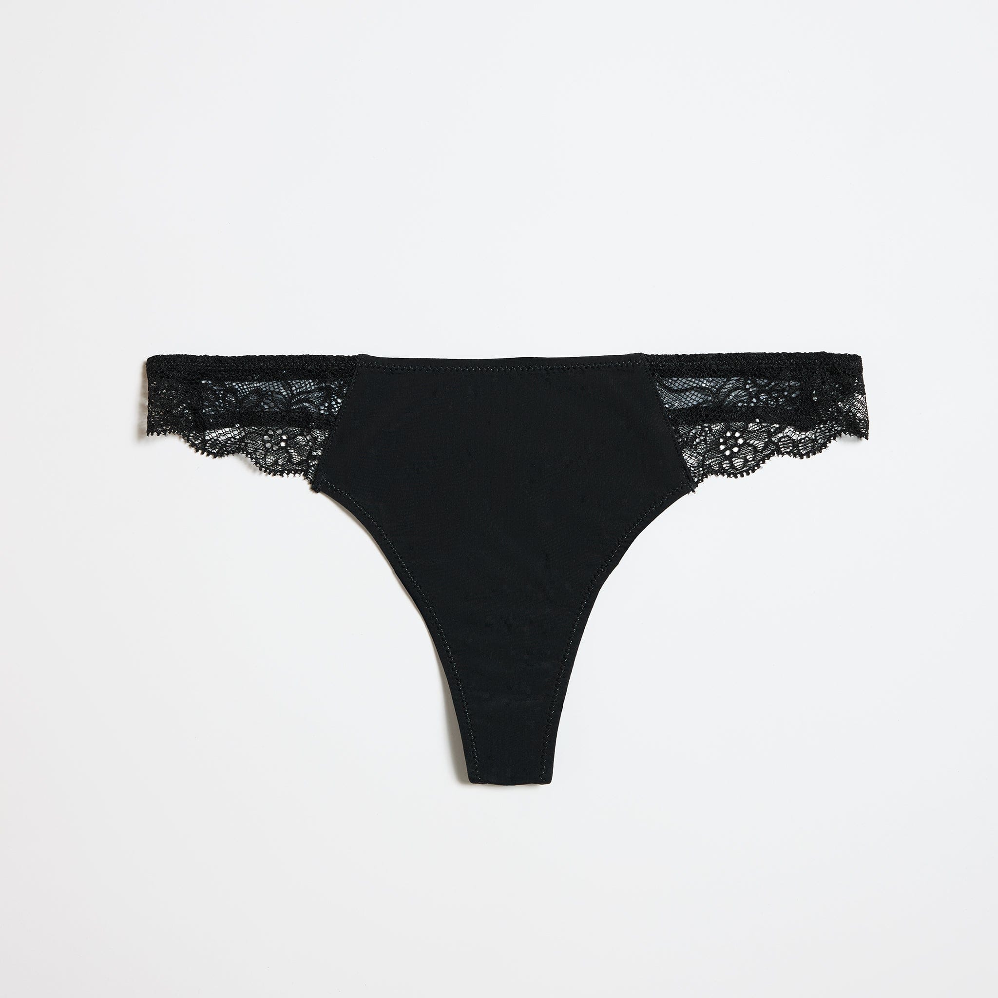 Smooth Fine Lace Thong Black - Image 4