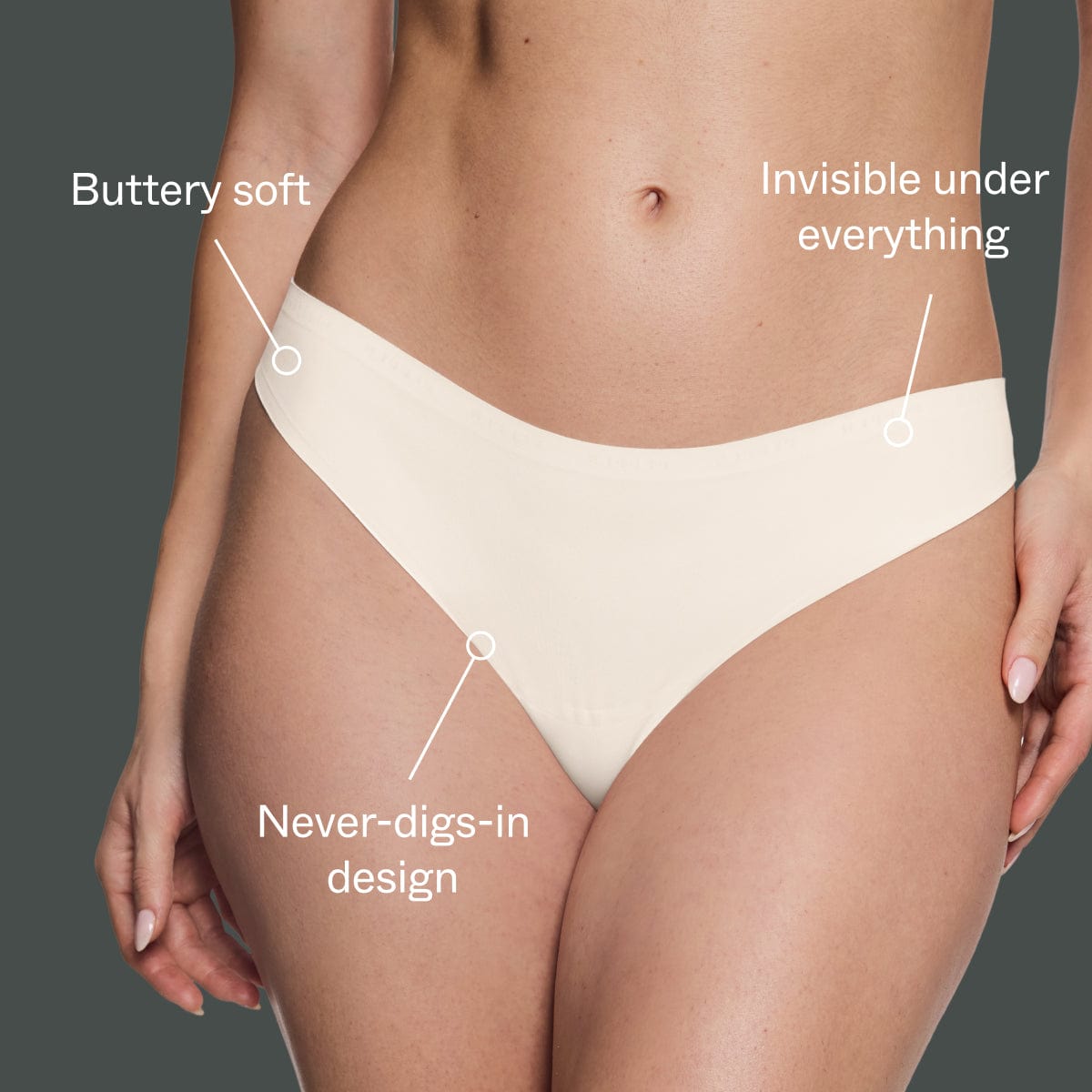 Simply Smooth No Show Thong Ecru - Image 2