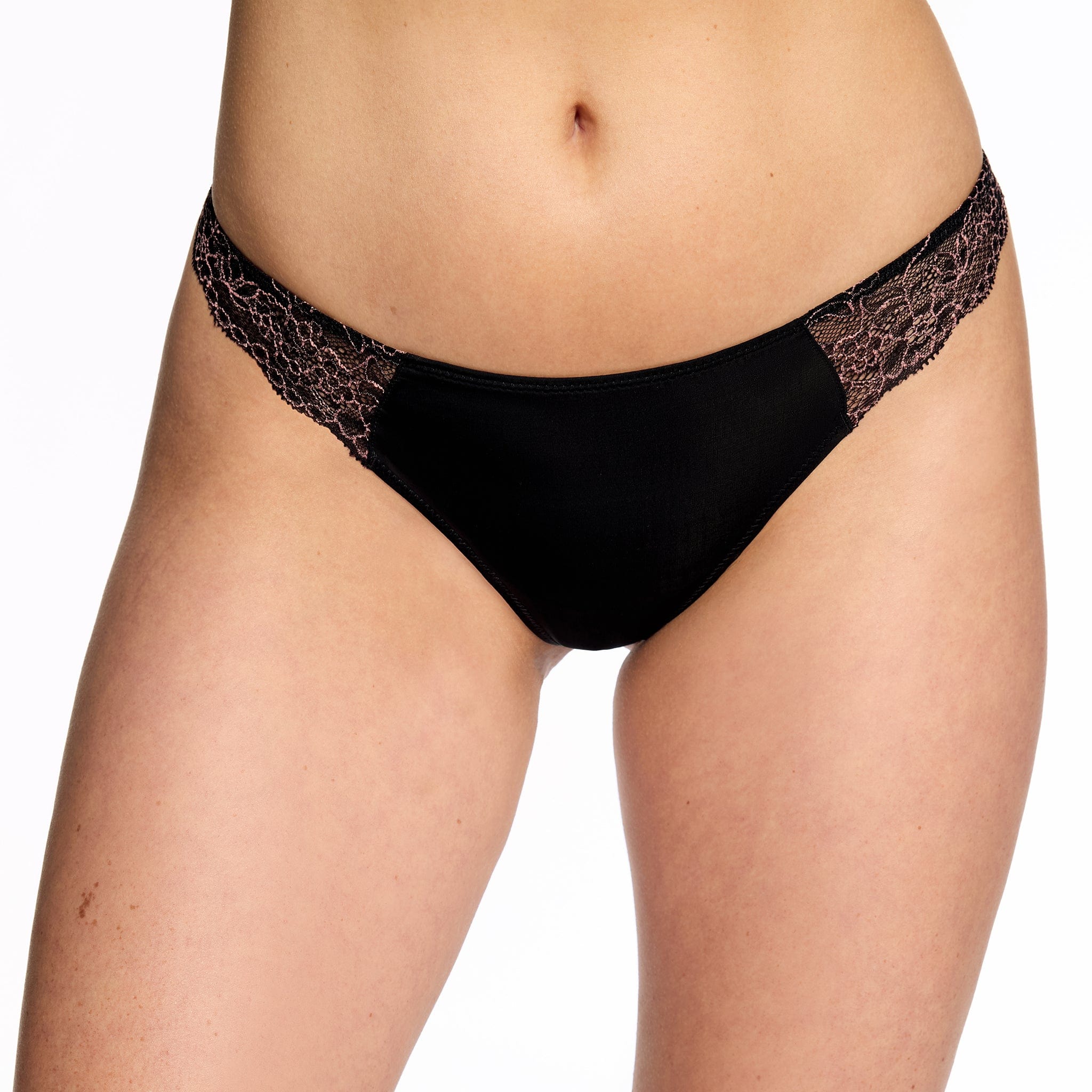 Smooth Lace Thong Black Two-Tone - Image 2