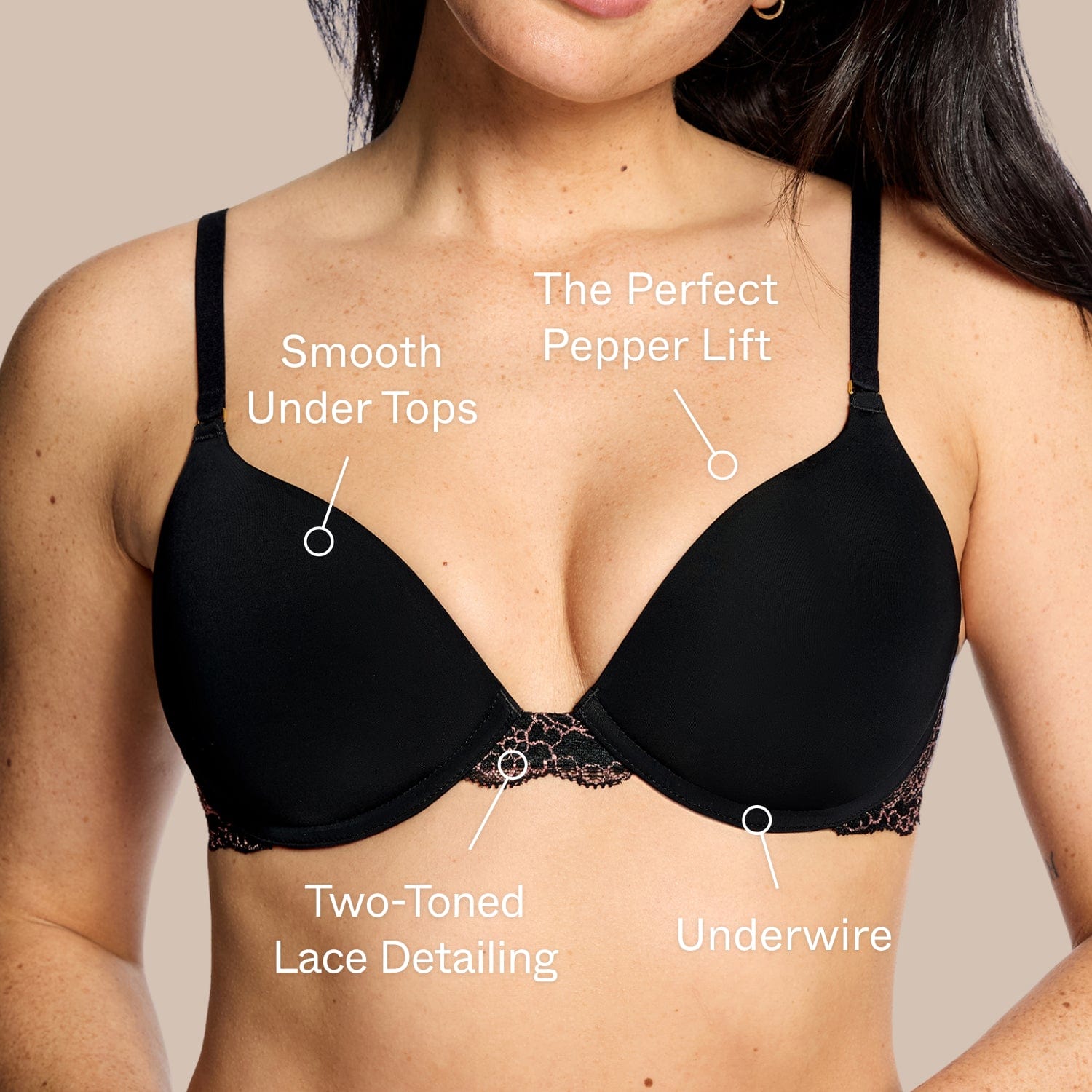 Smooth Lace Lift Up Bra Black Two-Tone - Image 2