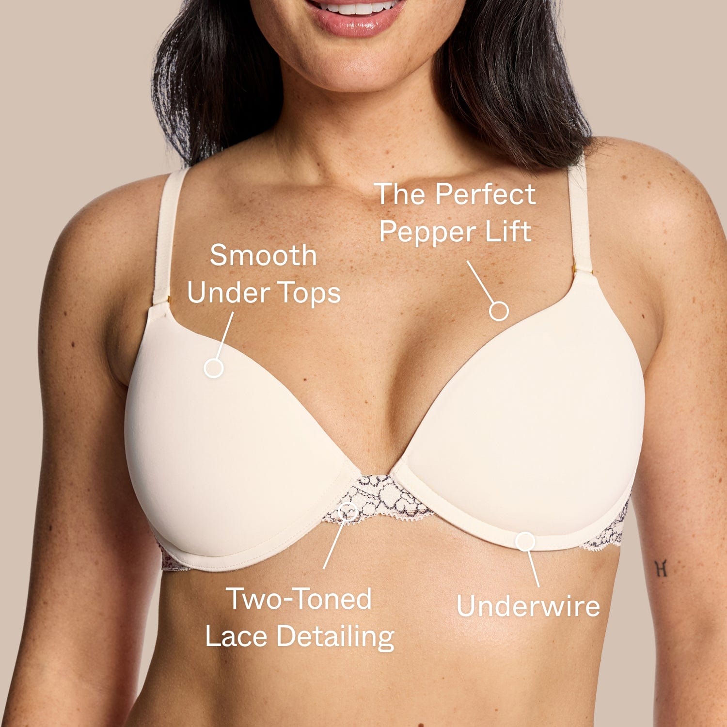 Smooth Lace Lift Up Bra Ecru Two-Tone - Image 3